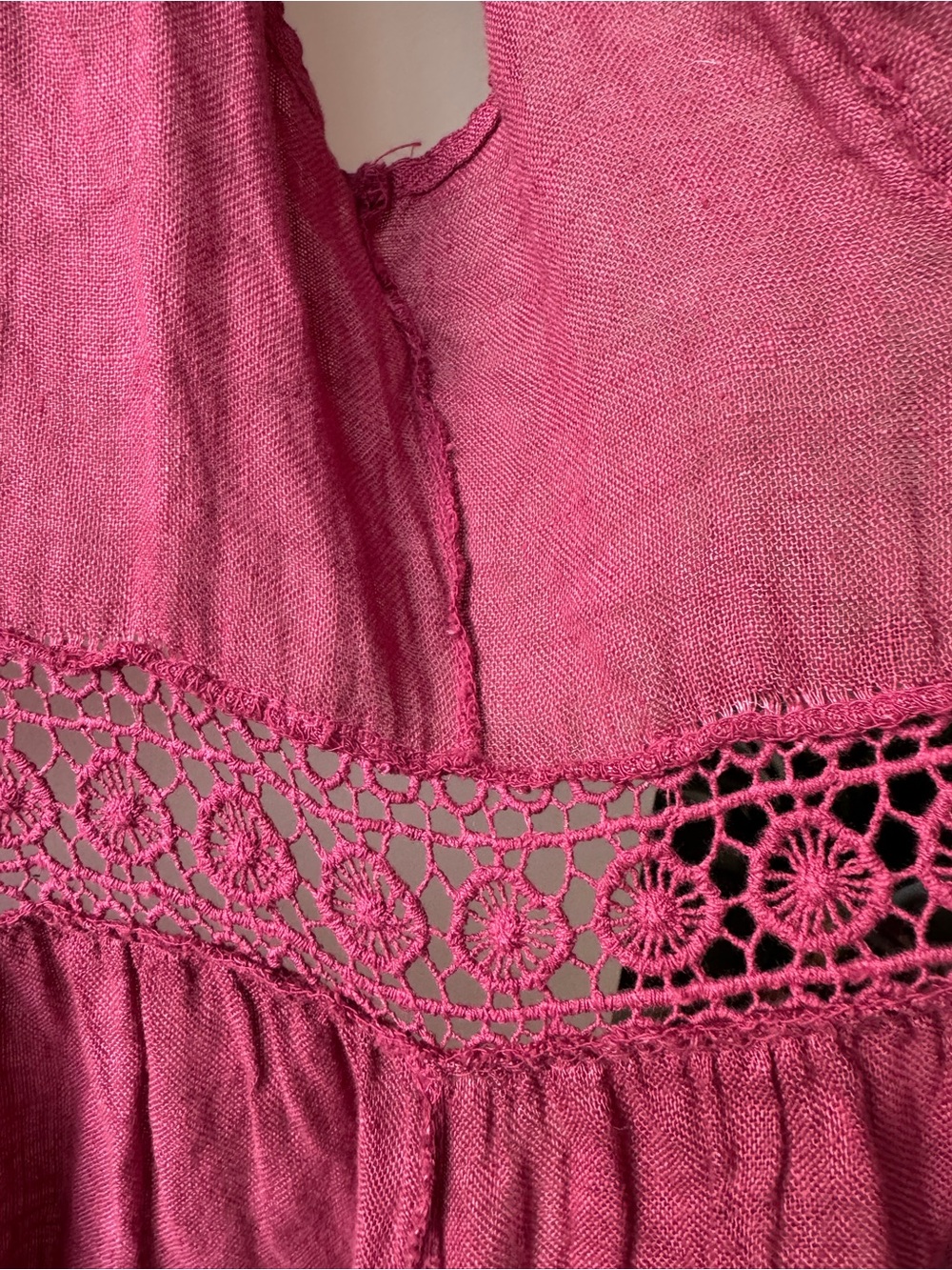 Sleeveless 100% Linen Tie Dress / Coverup - Raspberry Colour - Picture 9 of 14